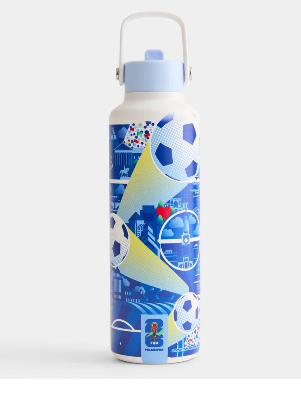 Fanatics Blue and White Soccer Graphic Stainless Water Bottle